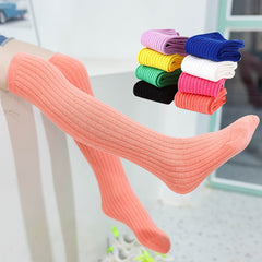 Kids Cotton High Knee Socks Long Leg Warmers for Girls 3-12 Years