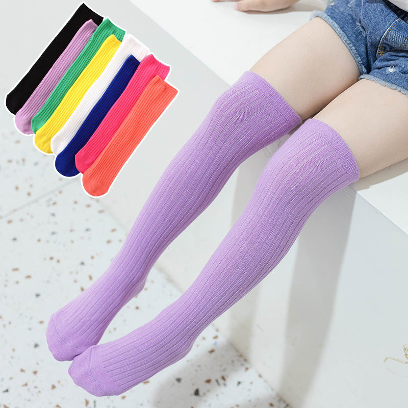 Kids Cotton High Knee Socks Long Leg Warmers for Girls 3-12 Years