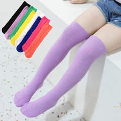 Kids Cotton High Knee Socks Long Leg Warmers for Girls 3-12 Years