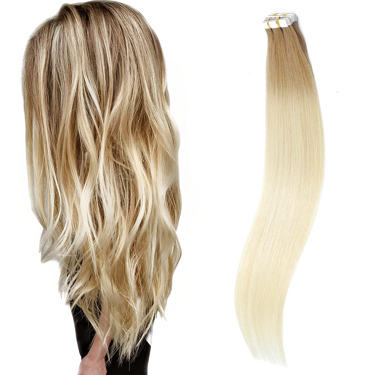 20pcs Ombre Tape In Straight Hair Extensions Human Hair Seamless Skin Weft