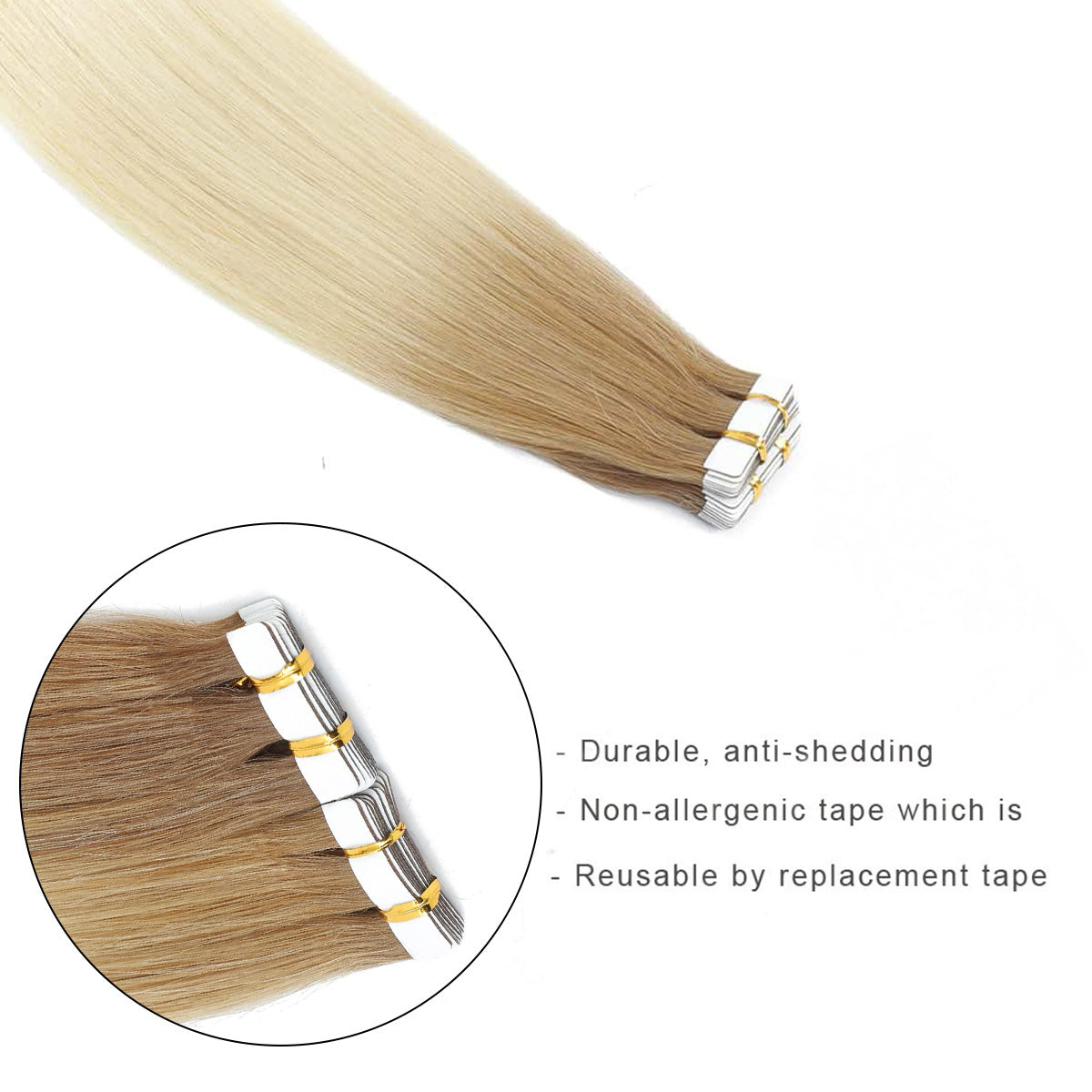 20pcs Ombre Tape In Straight Hair Extensions Human Hair Seamless Skin Weft
