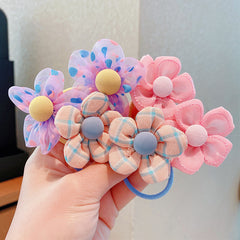 10pcs Flower Elastic Hair Tie Hair Accessories For Kids