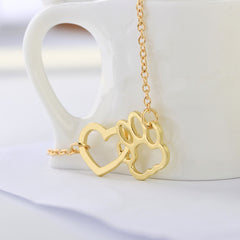 Dog Claw Heart Pendant Necklace Decorative Accessories Gift For Girls