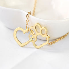 Dog Claw Heart Pendant Necklace Decorative Accessories Gift For Girls