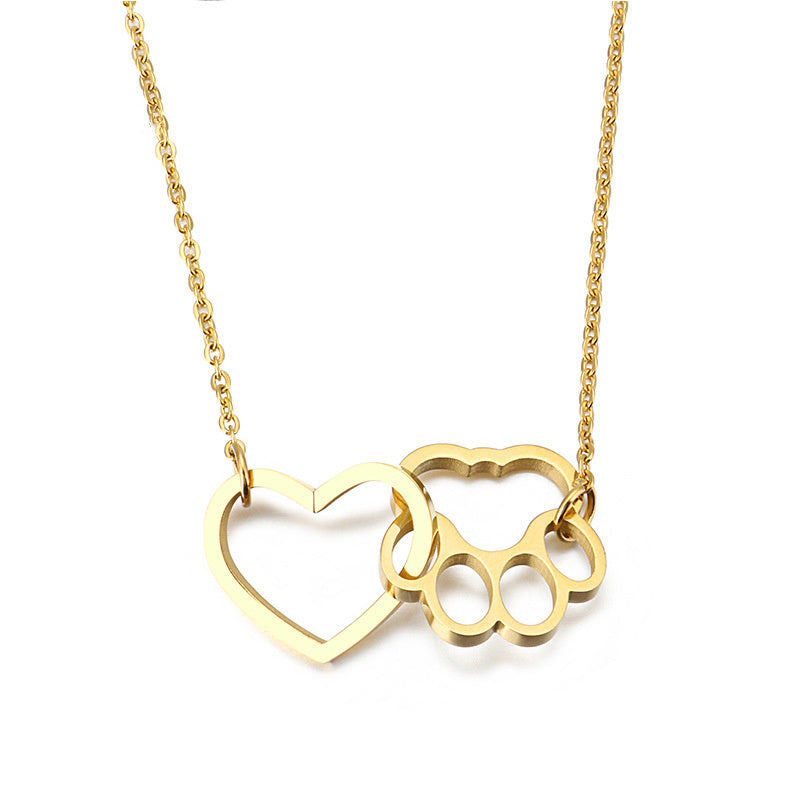 Dog Claw Heart Pendant Necklace Decorative Accessories Gift For Girls