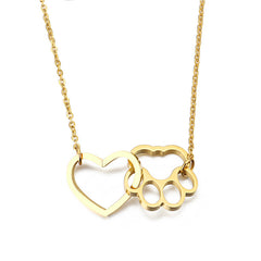 Dog Claw Heart Pendant Necklace Decorative Accessories Gift For Girls