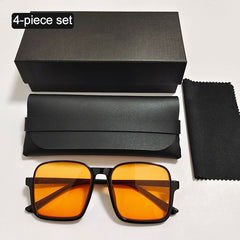 Retro Half Frame Square Sunglasses Set for Men