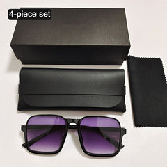 Retro Half Frame Square Sunglasses Set for Men