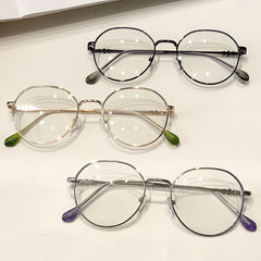 Round Anti Light Glasses Casual Metal Spectacles Frame