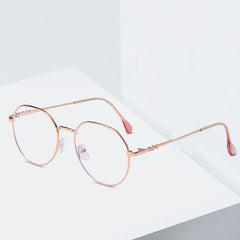 Round Anti Light Glasses Casual Metal Spectacles Frame
