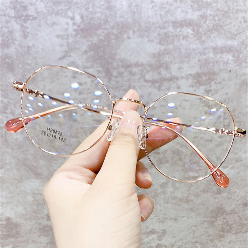 Round Anti Light Glasses Casual Metal Spectacles Frame