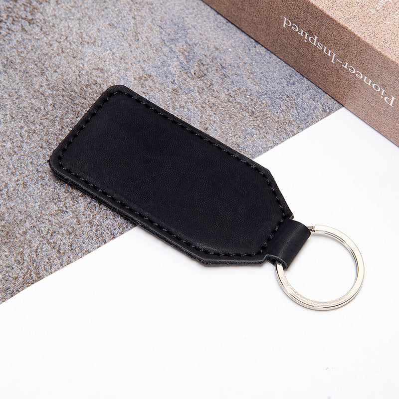 Stylish Double-Sided PU Leather Keychain - Perfect Gift for Men and Women