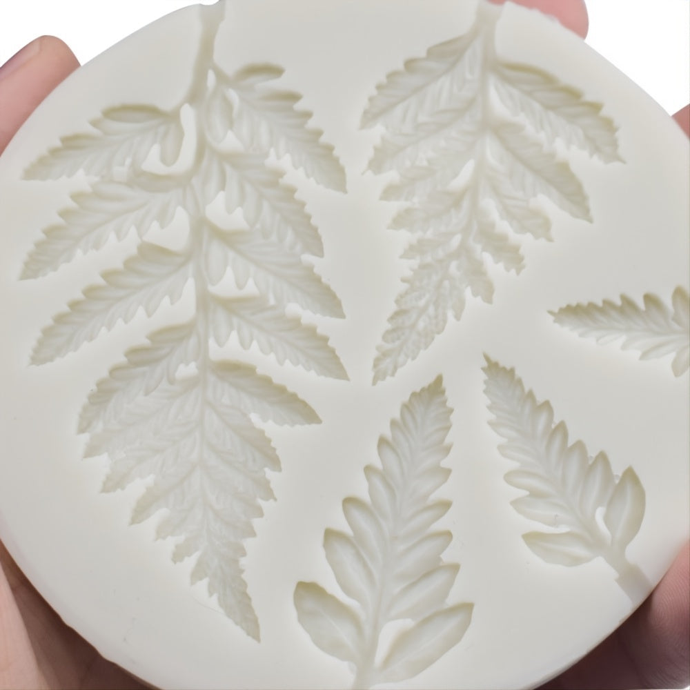 Round Fern Leaf Liquid Silicone Mold for Cake Decorating Fondant Mould