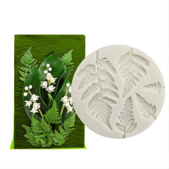Round Fern Leaf Liquid Silicone Mold for Cake Decorating Fondant Mould