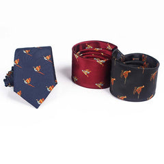 Bird Pattern Neck Ties Men's Skinny Neckties For Wedding Party