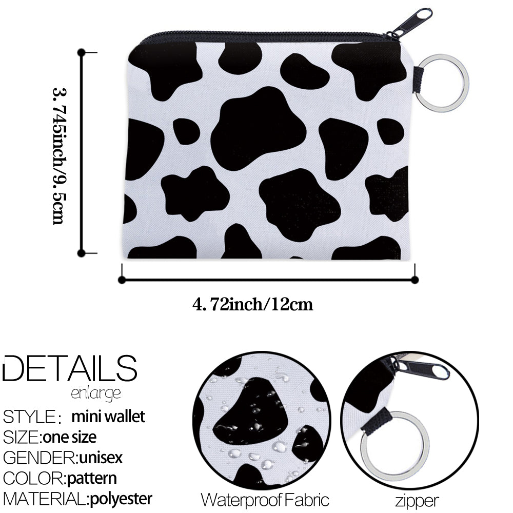 Cow Print Large Capacity Coin Purse Multifunctional Key Card Holder