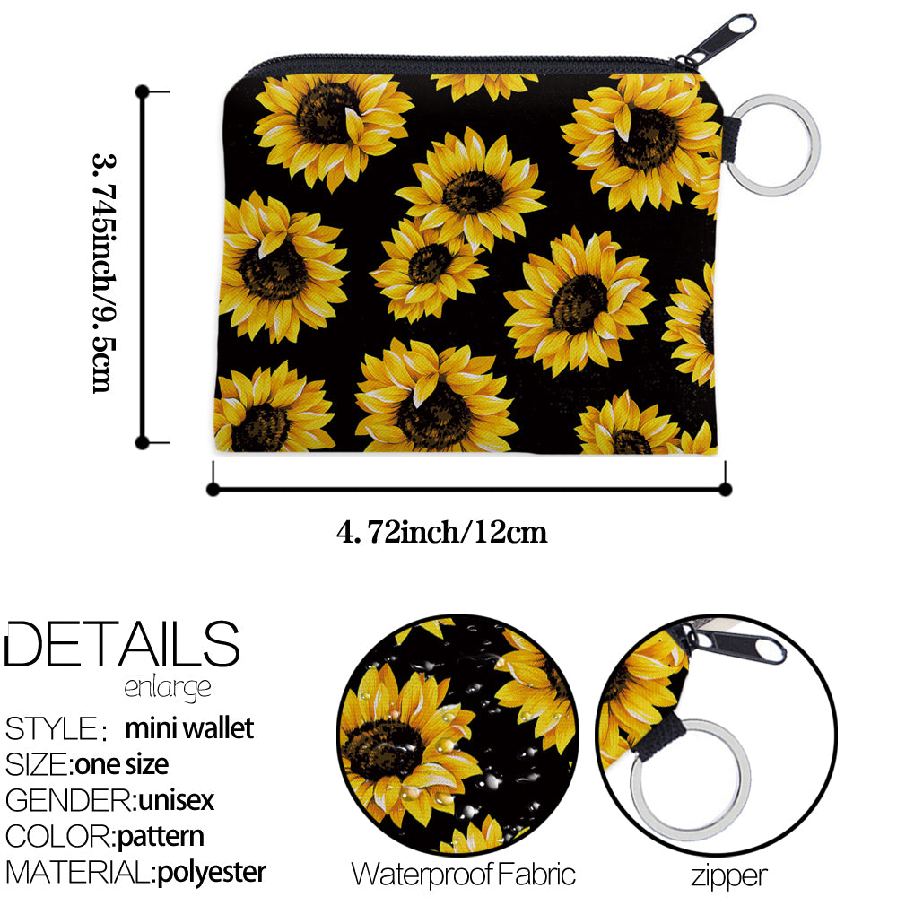Sunflower Pattern Coin Purse Multifunctional Girl's Key Card Holder Coin Bag