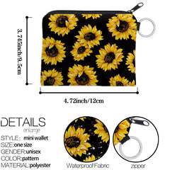 Sunflower Pattern Coin Purse Multifunctional Girl's Key Card Holder Coin Bag