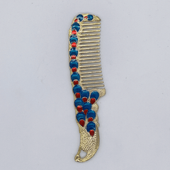 1pc Peacock Embossed Mirror Comb Set Travel Portable Metal Cosmetic Mirror