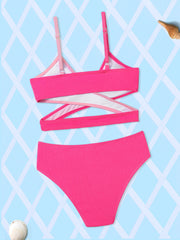 Girls Bikini Set Criss Cross Bathing Suit Two Piece Swimsuit
