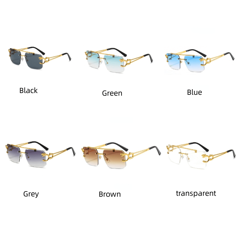 Square Rimless Top Bar Boho Sunglasses