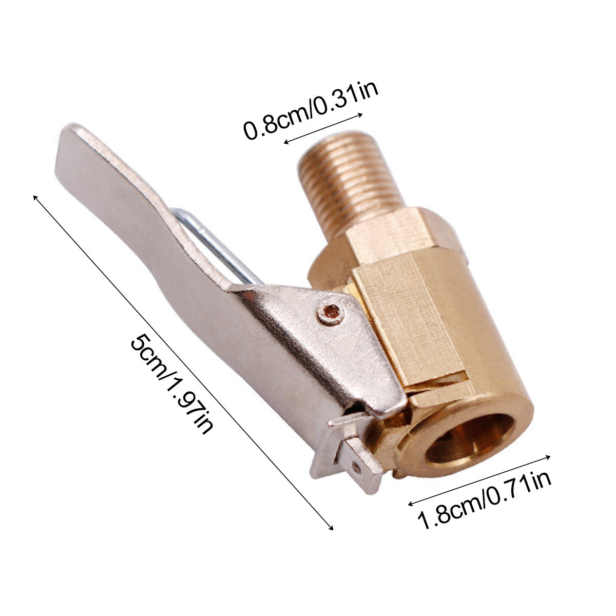 2PCS Heavy Duty Brass Tire Air Chuck With Clip Adapter Lock In