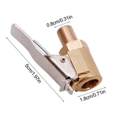 2PCS Heavy Duty Brass Tire Air Chuck With Clip Adapter Lock In