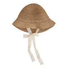 Baby Petal Brim Straw Woven Hat Sun Protection Lace Cap Princess