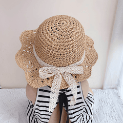 Baby Petal Brim Straw Woven Hat Sun Protection Lace Cap Princess