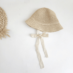 Baby Petal Brim Straw Woven Hat Sun Protection Lace Cap Princess