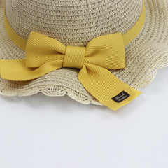 Kids Summer Beach Sun Hats Lotus Leaf Brim Outdoor Sun Protection Straw Cap