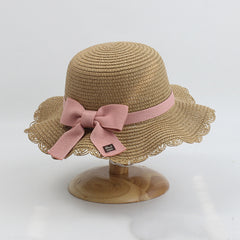 Kids Summer Beach Sun Hats Lotus Leaf Brim Outdoor Sun Protection Straw Cap