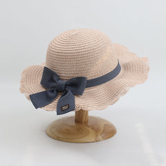 Kids Summer Beach Sun Hats Lotus Leaf Brim Outdoor Sun Protection Straw Cap
