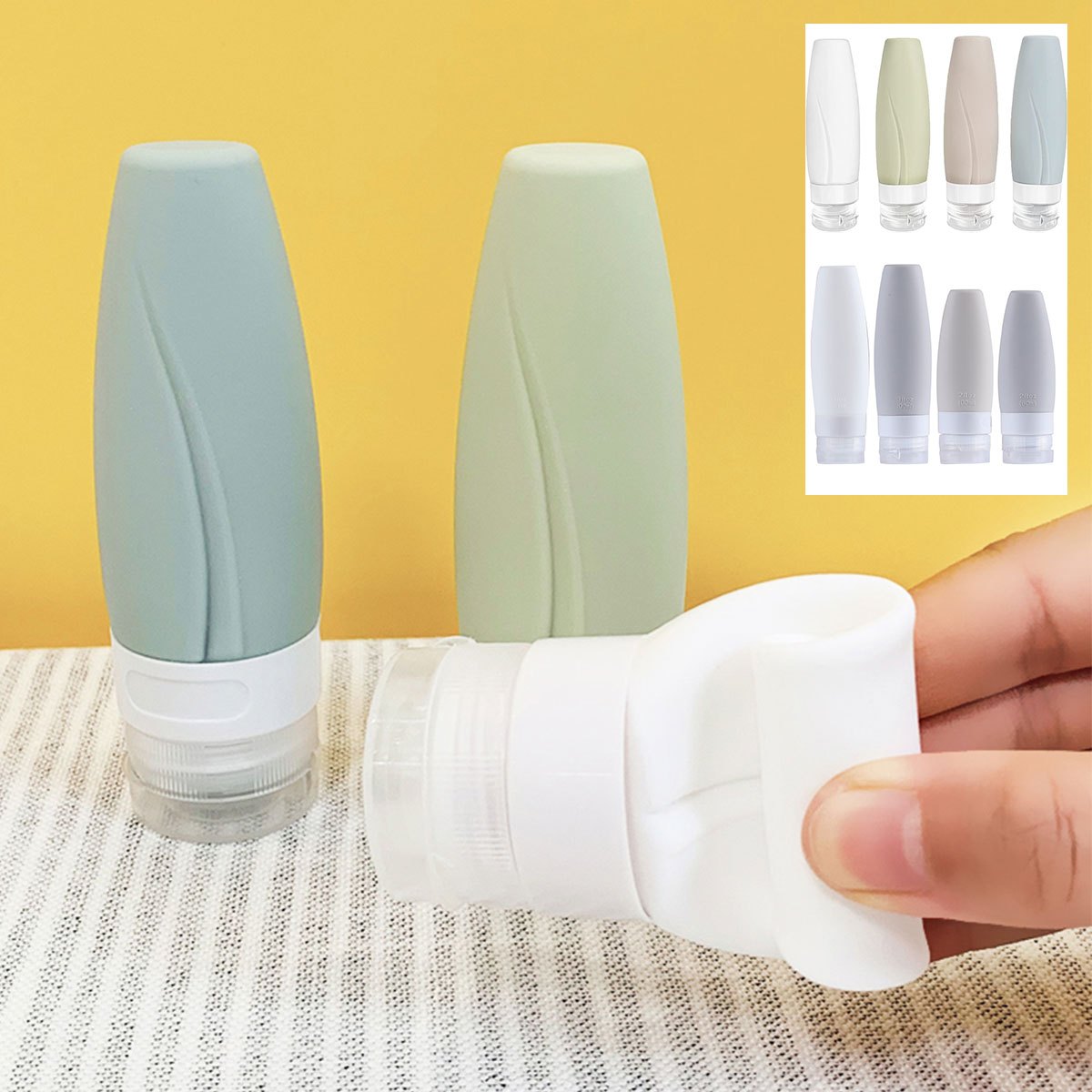 4pcs Leak Proof Silicone Travel Bottles for Toiletries