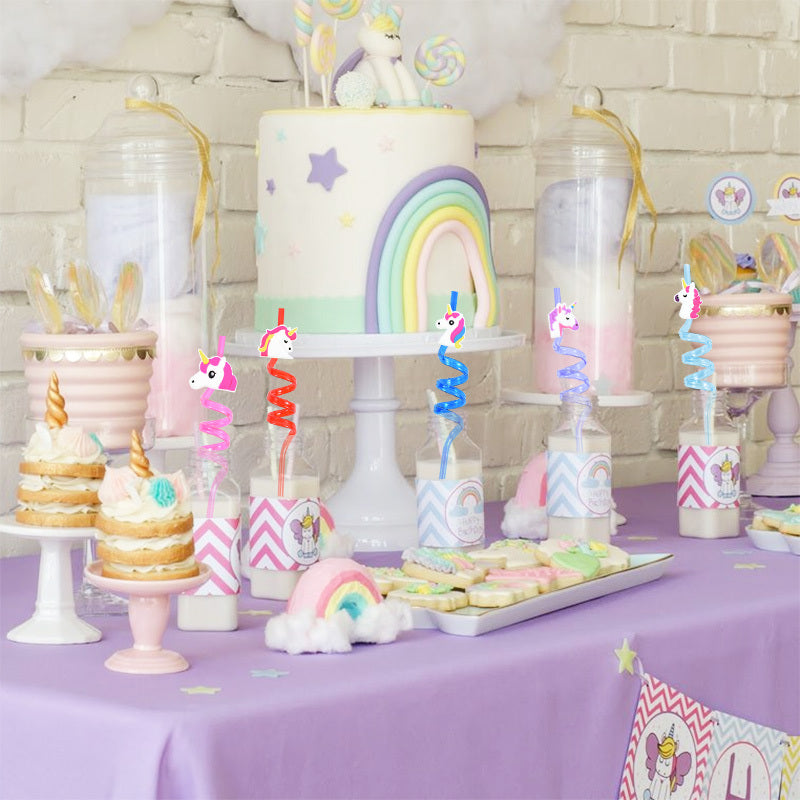 8pcs Reusable Unicorn & Mermaid Drinking Straws