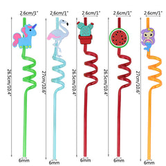 8pcs Reusable Unicorn & Mermaid Drinking Straws