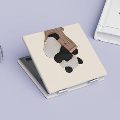 Double Sided Panda Pattern Mirror Compact Portable Makeup Vanity for Girls Teens