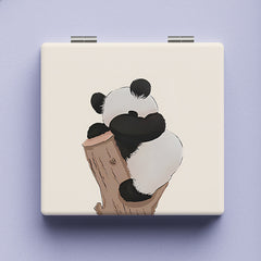 Double Sided Panda Pattern Mirror Compact Portable Makeup Vanity for Girls Teens