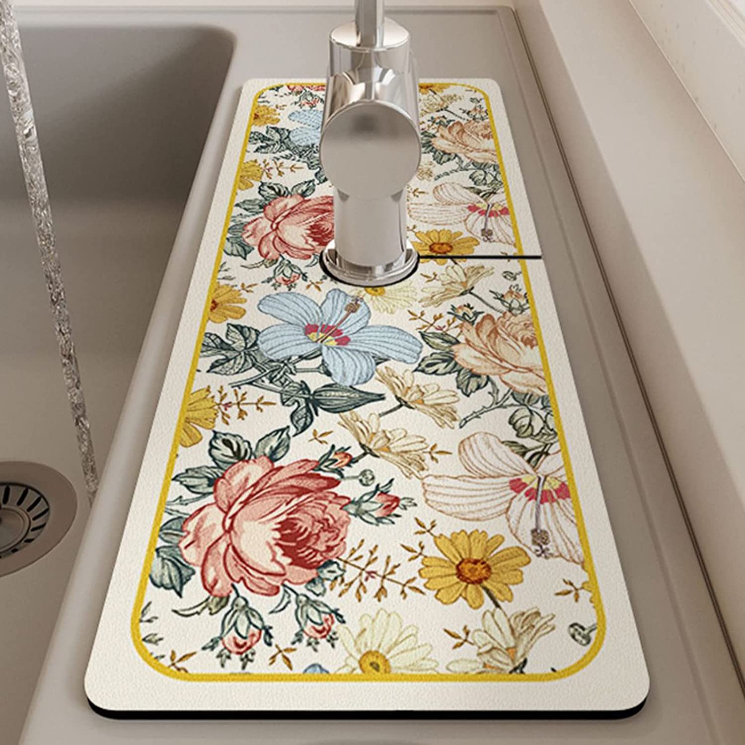 Non Slip Faucet Drain Mat for Kitchen and Bathroom Fantasy Style Sink Splash Gua