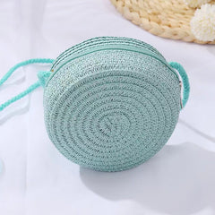 Kids Straw Woven Shoulder Bag for Outdoor Camping