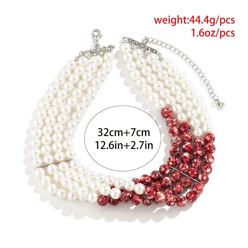 Gothic Pearl Necklace Choker Halloween Blood Tassel Clavicle Necklace