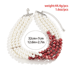 Gothic Pearl Necklace Choker Halloween Blood Tassel Clavicle Necklace