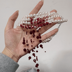 Gothic Pearl Necklace Choker Halloween Blood Tassel Clavicle Necklace