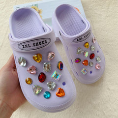 25Pcs Rhinestone Shoe Decoration Accesseries - Colorful Plastic Crosc Hole