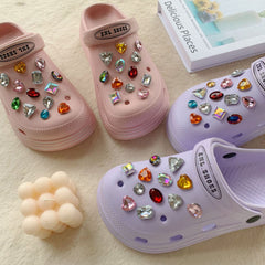 25Pcs Rhinestone Shoe Decoration Accesseries - Colorful Plastic Crosc Hole
