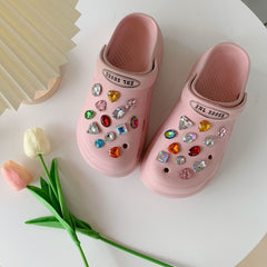 25Pcs Rhinestone Shoe Decoration Accesseries - Colorful Plastic Crosc Hole