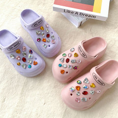 25Pcs Rhinestone Shoe Decoration Accesseries - Colorful Plastic Crosc Hole