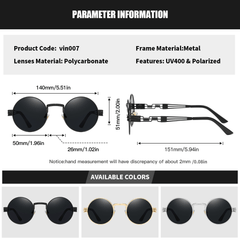 RoyalHot Metal Polarized Unisex Round Frame Sunglasses