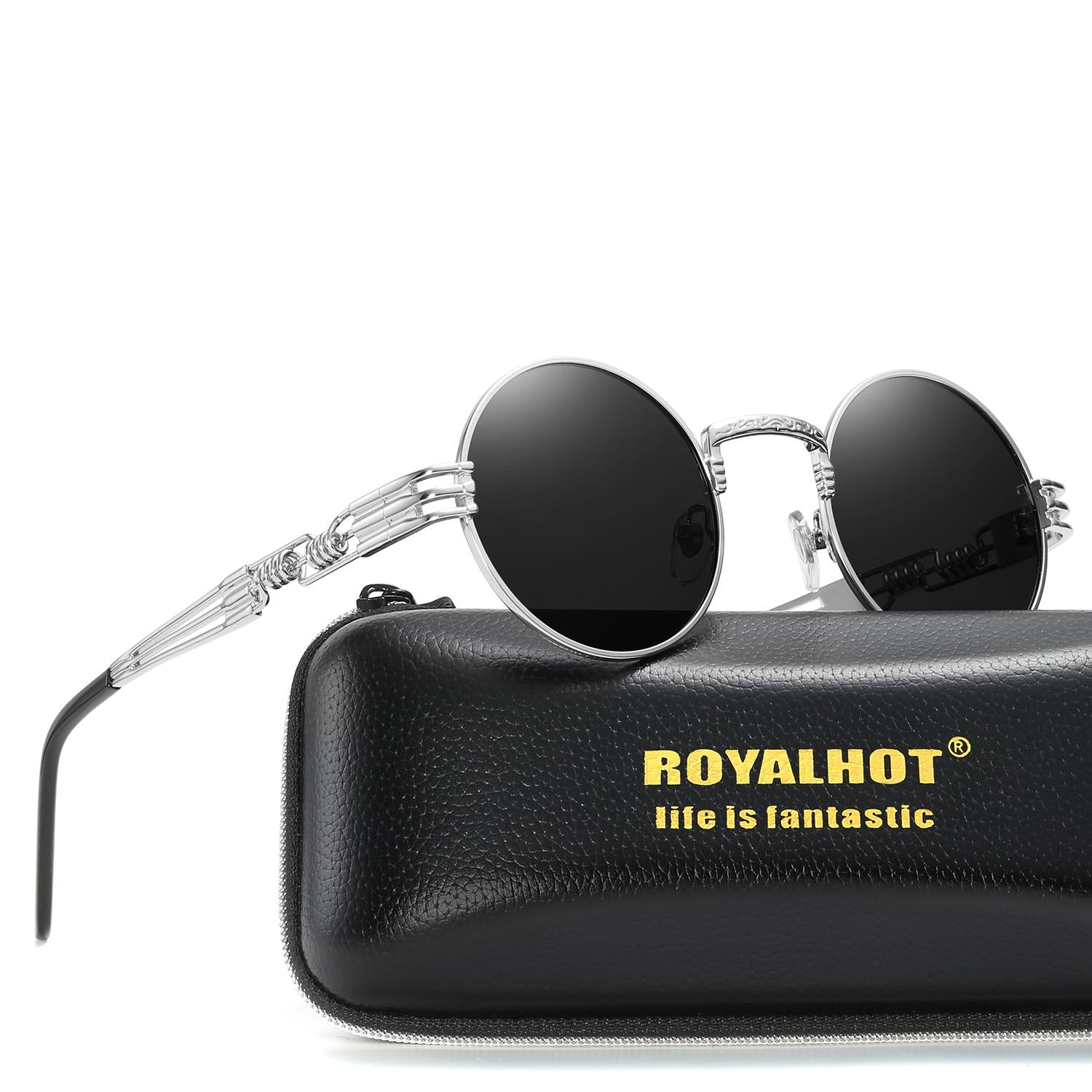 RoyalHot Metal Polarized Unisex Round Frame Sunglasses