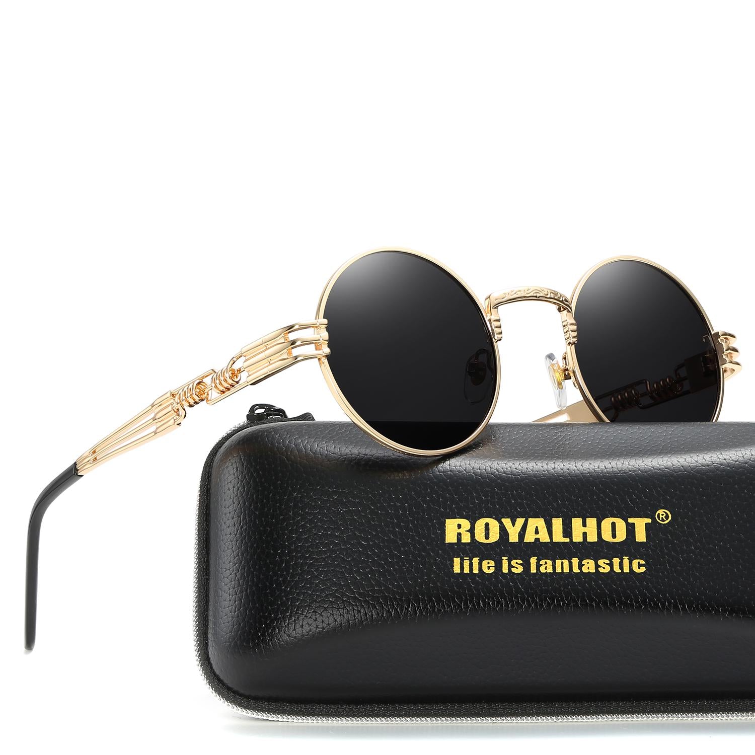 RoyalHot Metal Polarized Unisex Round Frame Sunglasses